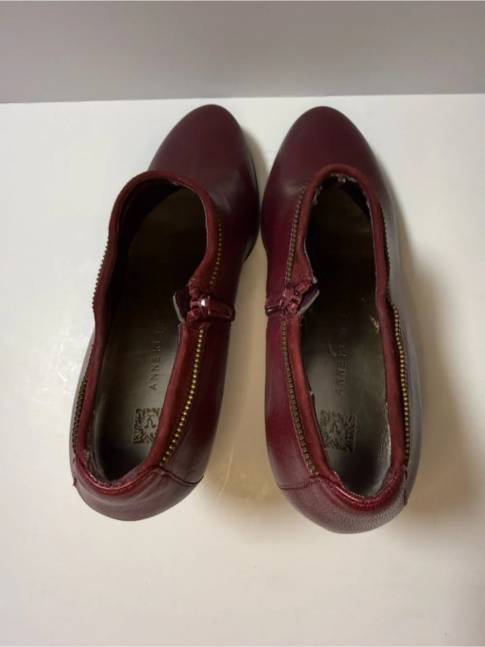 Anne Klein Wine Leather Ankle Booties